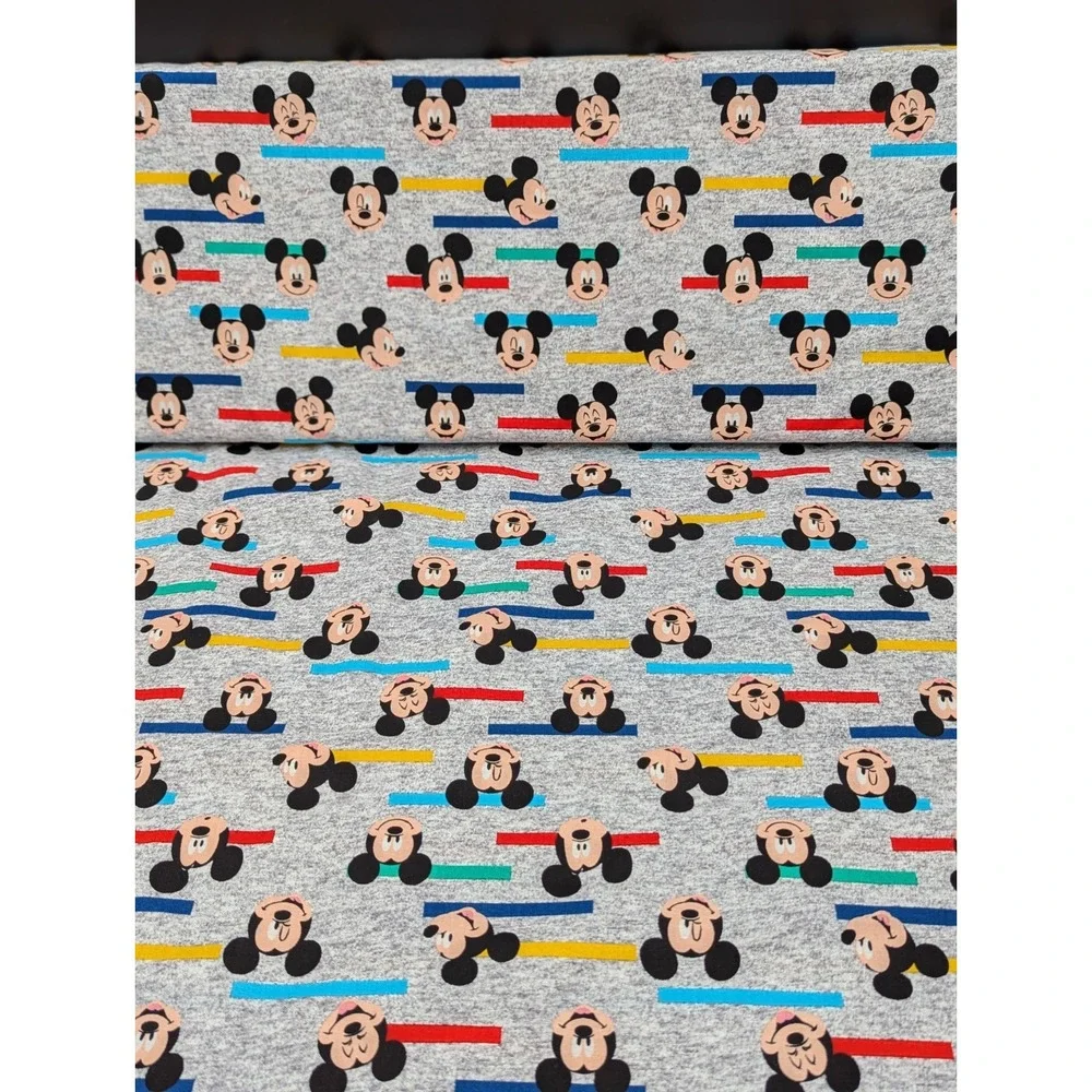 3 Yards Mickey Mouse Heather Gray Dashes Disney Fabric Lot Cotton 43in JOANN